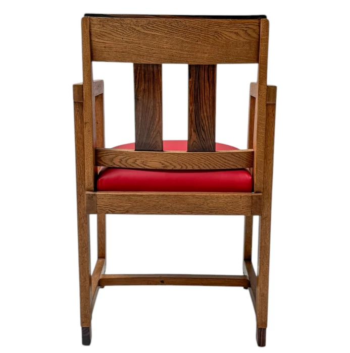 Art Deco Modernist Armchair with Red Leather Seat, 1920s